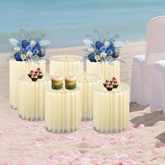 7Pcs Foldable Paper Column Display Stands Milky White Cylinder Flower Stands