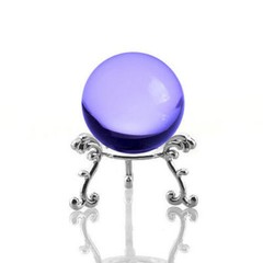 Purple (Lavender) Crystal Ball 60mm 2.3″ With Silver Flower Stand