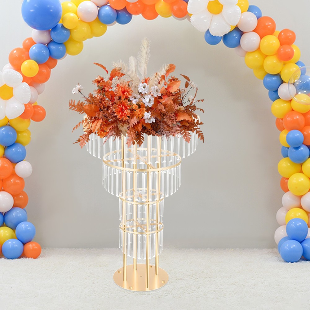 Crystal Flower Stand Round Pedestal Stand Gold Wedding Party Decoration