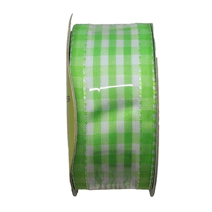 Garden Gate Designs Ribbon Craft Green Gingham Check 1.5in x 12ft Spring Picnic