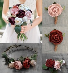 Burgundy Pink Bridal Bouquet Blush Sola Wood Bridesmaid Wedding Flowers Prom