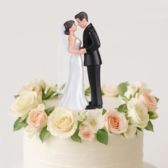 4.5″ Wedding Bride and Groom Cake Topper Vintage Elegant Wedding Cake Topper Cou