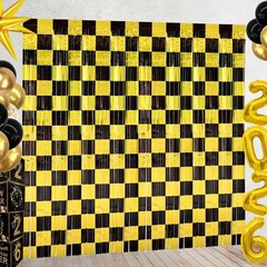 Graduation Foil Fringe Curtain Party Decoration, 2 Pack 3.3×6.6 Ft Black and …