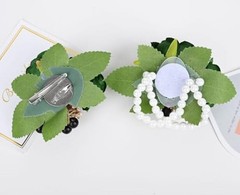 MAFELOE Corsage Boutonniere Set of 2 Pieces, Artificial Flowers Dark Green