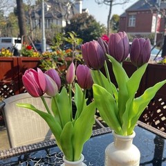 10pcs Multicolor Artificial Tulip Bundle with 5pcs Purple and 5pcs Light Purple