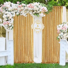 Gold Sequin Backdrop Curtain Panels Stage 2 Pieces 2FTx8FT Wedding Party Back…