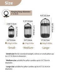 NUPTIO Decorative Bird Cages for Small/Medium/Large Set – 3 pieces, Black
