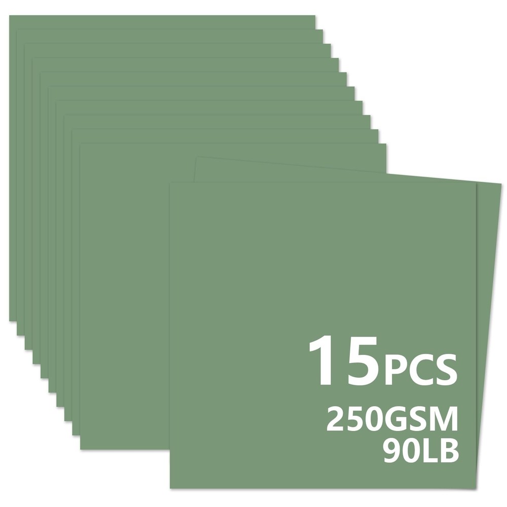 15 Sheets Sage Green Cardstock 12″x12″,250gsm/90lb Heavyweight Cover Cardstoc…
