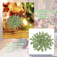 6 Pcs 4 Inch Grosgrain Curly Bows for Gift Wrapping Self-Adhesive Ribbon Green