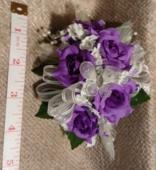 NEW 5″ Artificial Purple Rose Wrist Corsage Pearls, Butterfly Lavender Bout