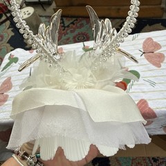 VTG Ornate Hand Blown Spun Glass Wedding Cake Topper Heart Humming Birds Gold