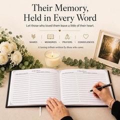 Only Zest Funeral Guest Book for Memorial Service Black