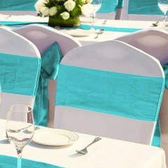 14~Elegant Chair Sash in Satin Aqua Blue & Tiffany Color in size 6” x 106”