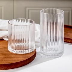 Ribbed Drinking Glasses 8pcs, 12oz and 10oz Glassware, Tumbler 8PCS- Clear