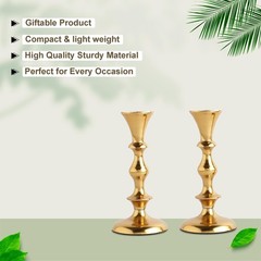 Rely+ Gold Candle Holders Set of 2 Decorative Centerpiece Table Medium,