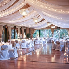 6 Panels White Ceiling Drapes with Lights 60″W x 240″L (Pack of 6),