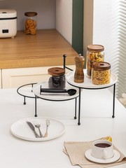 Kanwone 3 Tiered Serving Stand with White Porcelain 10 Inch, and Black