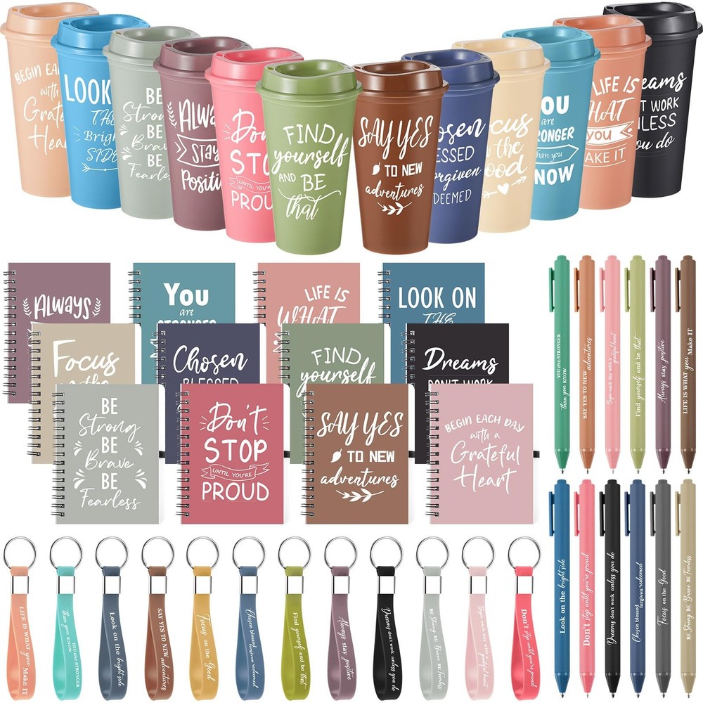 Skylety 12 Sets/48 Pcs Employee Appreciation Gifts 16oz Inspirational Plastic