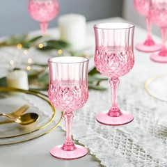 7OZ Plastic Wine Glasses, Disposable Goblets Drinking Glasses Crystal Vintage