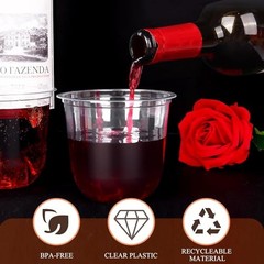 100 Pcs Disposable Stemless Glasses 12oz Crystal Plastic Clear-100pcs-12oz
