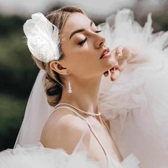 2 Pcs White Feather Hair Clips for Women Pearl Artificial Swan Ostrich Feathe…