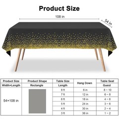 2 Pack Black and Gold Dot Tablecloth 54 x 108 Inch Rectangle Table Covers PEV…