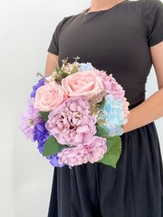 Pink Lavender Blue Bridal Bouquet, Pastel Wedding Flowers, Bouquet, Silk Flower