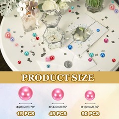 150 Pcs Pearl Bead for Vase Filler, 20/14/10mm Floating Beads(Dark Pink)