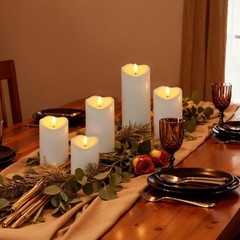 6″x3″ Outdoor Waterproof Flameless Candles with Remote D3″xH6″6″-Ivory White