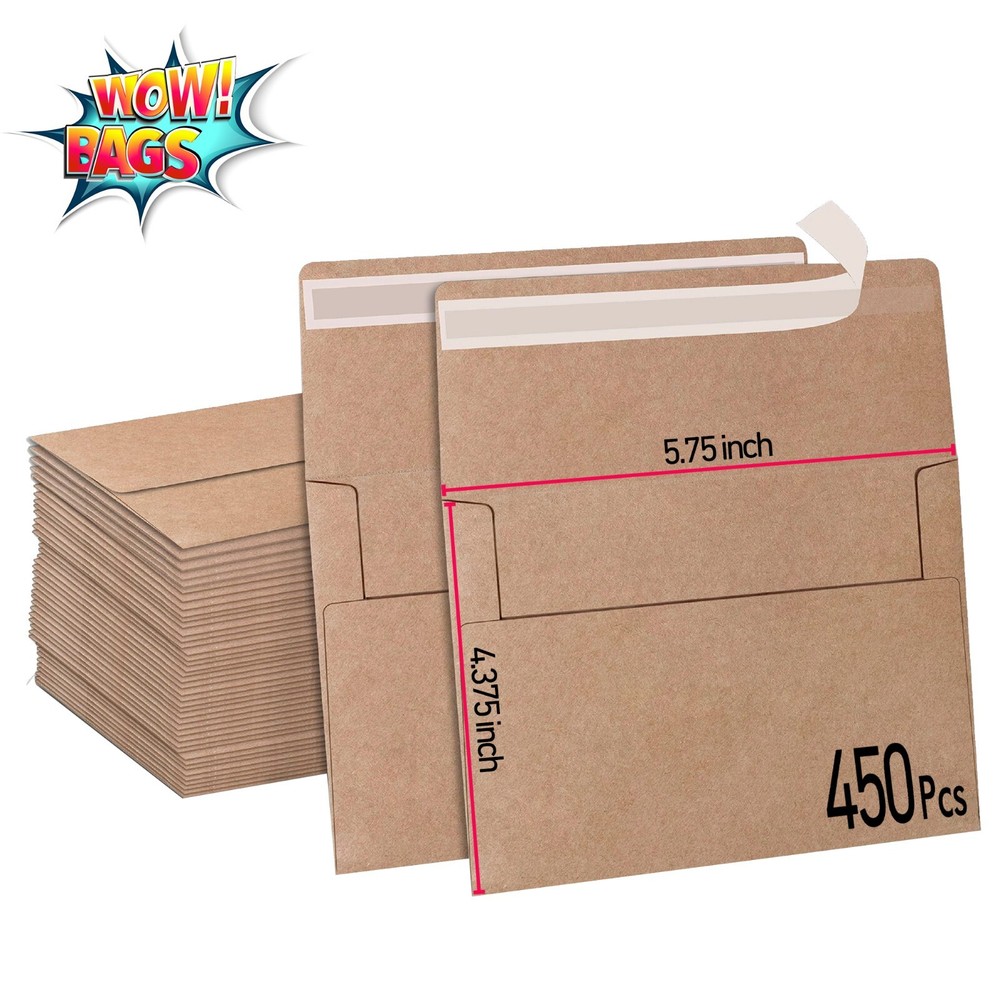 450 Invitation Envelopes 5 3/4″ x 4 3/8″ A2 Brown Kraft Printable Envelopes 4×5