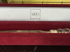 Vintage Mikasa Austria Crystal Handle Cake Knife 14ʼ Serrated With Original Box