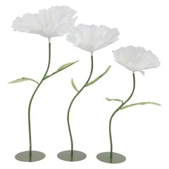 3 Pcs White Green Handmade Fake Corn Poppy Flower, Adjustable Stem Wedding Decor