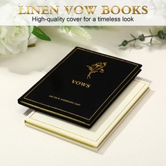 Engrowtic Set of 2 Wedding Vow Books His and Hers Vows on Our Black, White