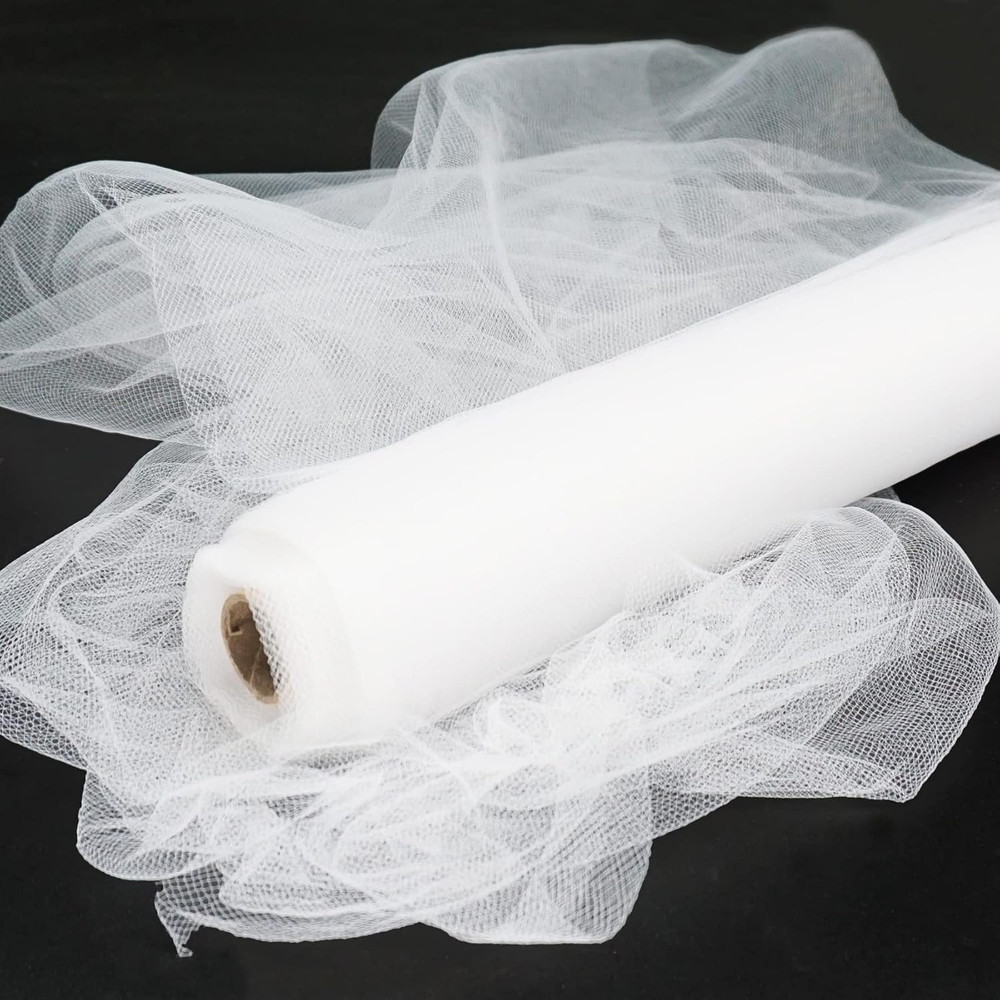 White Tulle Fabric Rolls, 54 Inch by 10 Yards (30 Ft) Tulle Ribbon for Wedding P