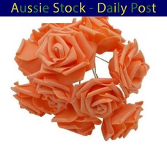 Artificial Flowers with Stems Foam Rose Fake Bride Bouquet Wedding 7cm 20pcs