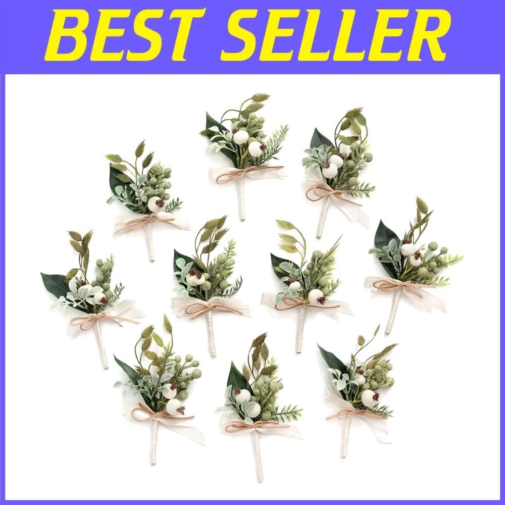 Artificial White Greenery Boutonniere