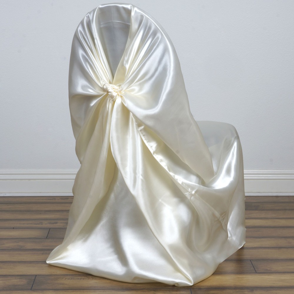 50 IVORY SATIN UNIVERSAL CHAIR COVERS for Wedding Reception Party Decorations