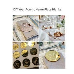 SET OF 10 LUXURY NAME PLACE WEDDING TABLE PLACEMENTSROUND ACRYLIC MIRROR BLANKSW