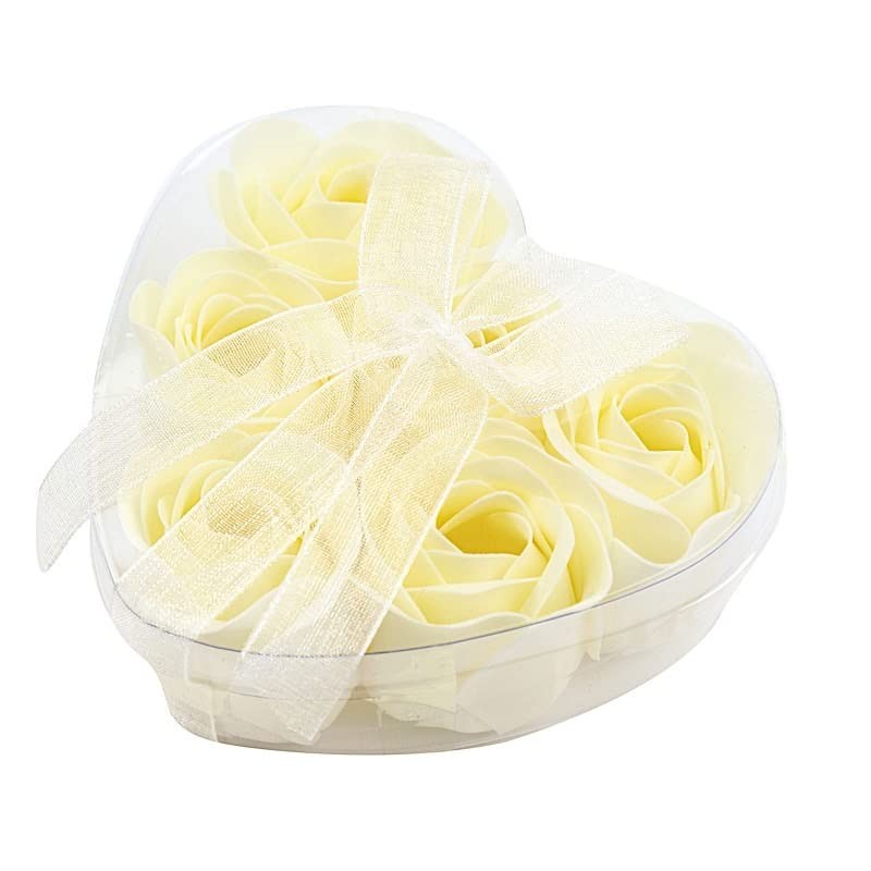 Balsa Circle 24 Ivory Scented Rose Soap Favors Gift Boxes Ribbons 1.5″,