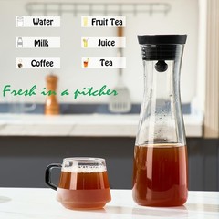 Karafu 40 Oz/1.2 Liter Glass Carafe Lid Borosilicate Water Pitcher For Hot/Cold