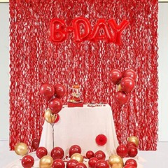 3 Pack Red Backdrop Curtain – 3.3 ft x 6.6 ft Foil Backdrop Curtain Laser Red
