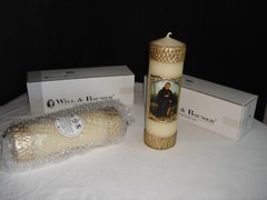 2-NEW Will & Baumer 06370 8″x 2.5″ St Peregrine Candle Set.