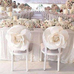 4 pcs 20″ White Artificial Large Roses Flowers Wall Backdrop Party Wedding