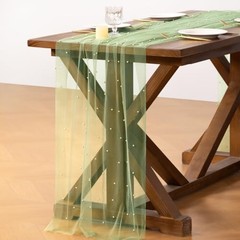 Pearl Table Runner Tulle Green Spring Easter Cheesecloth 10FT 10ft x 1pc Sage