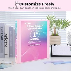 2 Pack Clear View Binders – 1 Inch Clear – Pink & Pink