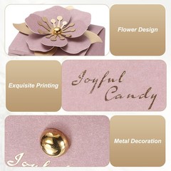 Wedding Favor Box with Light Pink Floral Decor, (2.5 x 2.5 Inch, Pink)(25 Pcs)