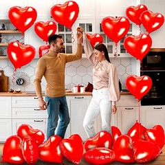 Red Heart Foil Balloons 18 Inch, 30PCS Valentines Heart Balloons Mylar, Heart