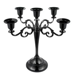 FANWNKI 5-Candle Metal Candelabra 10.2 Inch Tall Candlestick Black-regular