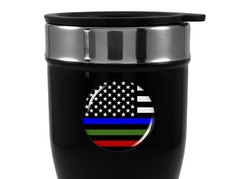 Police, Military & Fire Stainless Steel BLACK Coffee Travel Mug Thermos 12oz