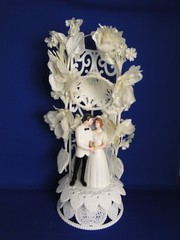 New Vintage Wilton «White Orchids» Wedding Cake Top, White Coat # 114-10736